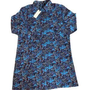 Joelle Blue/Pink, Floral Print, Long Sleeve, Button Up, Shirt Dress NWT- L